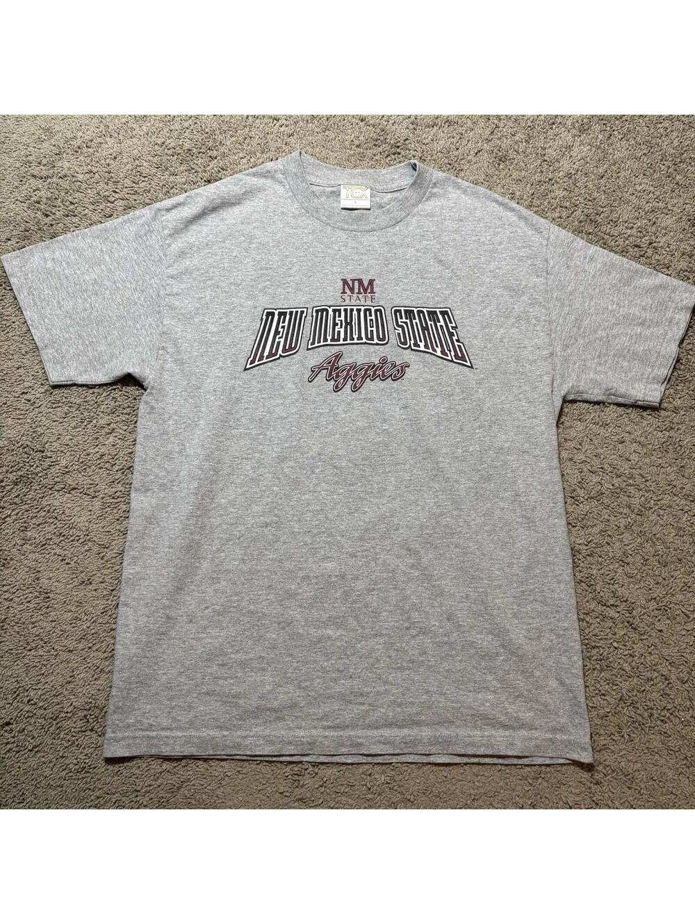 Vintage New Mexico State Aggies Gray Graphic Tee Shirt Men's Size Large TCX